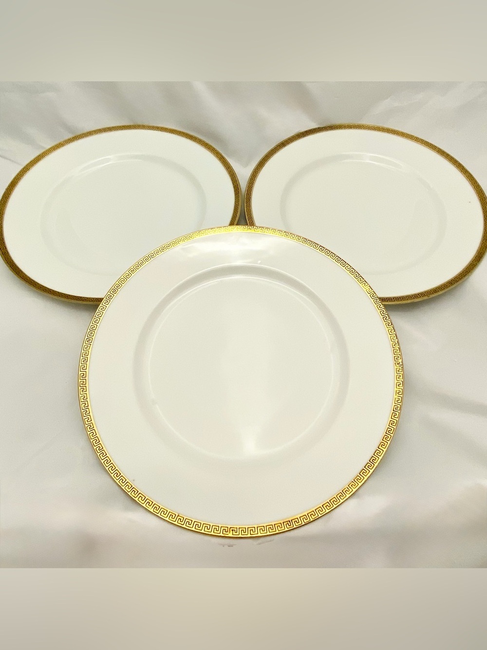 MZ Austria Porcelain 9” Plate, Habsburg Greek Key Pattern, Set Of 3, EUC